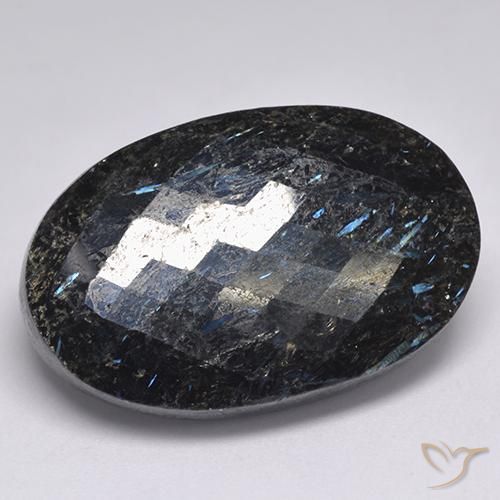 45.06ct Natürlicher Schwarz mit blauem Glanz Nuummit, Oval, Lichtundurchlässig