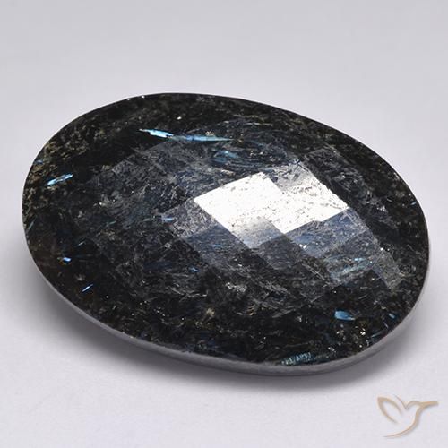 9,17 ctw natürlicher Schwarz mit blauem Glanz Nuummite, Oval, Lichtundurchlässig