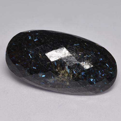 9,17 ctw natürlicher Schwarz mit blauem Glanz Nuummite, Oval Schliff, Lichtundurchlässig