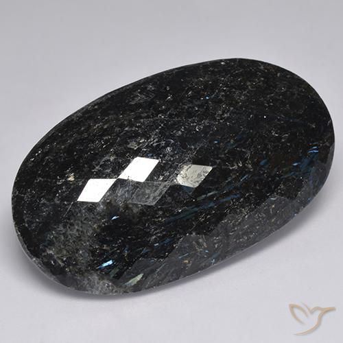 9,17 ctw natürlicher Schwarz mit blauem Glanz Nuummite, Oval, Lichtundurchlässig