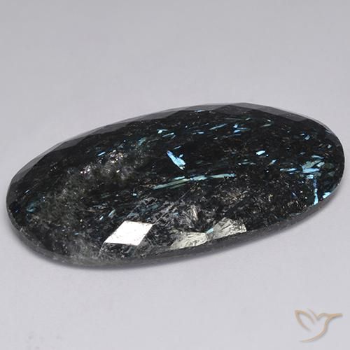 9,17 ctw natürlicher Schwarz mit blauem Glanz Nuummite, Oval, Lichtundurchlässig