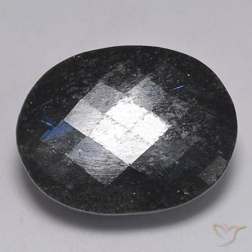 32.32ct Natürlicher Schwarz mit blauem Glanz Nuummit, Oval, Lichtundurchlässig