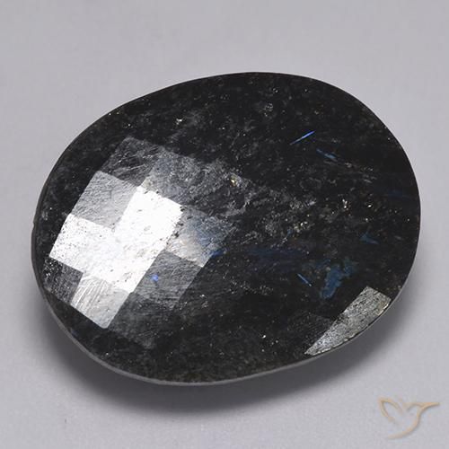 9,17 ctw natürlicher Schwarz mit blauem Glanz Nuummite, Oval, Lichtundurchlässig