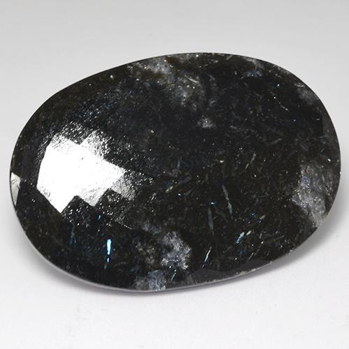 53,25 ctw natürlicher schwarzer Nuummit, Oval Schliff, Lichtundurchlässig