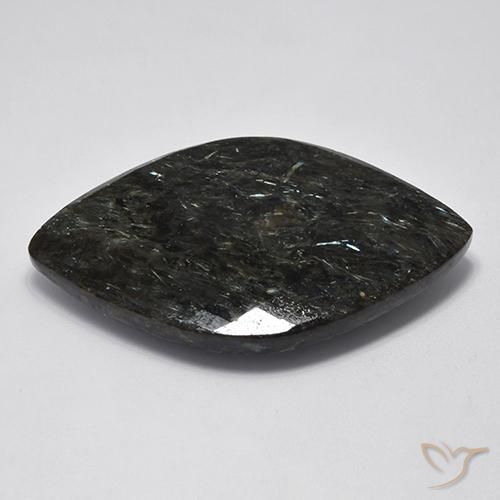 9,17 ctw natürlicher Schwarz mit blauem Glanz Nuummite, Fantasie, Lichtundurchlässig