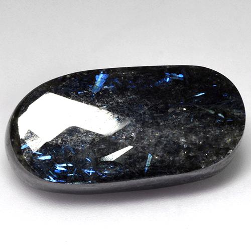 9,17 ctw natürlicher Schwarz mit blauem Glanz Nuummite, Oval Schliff, Lichtundurchlässig