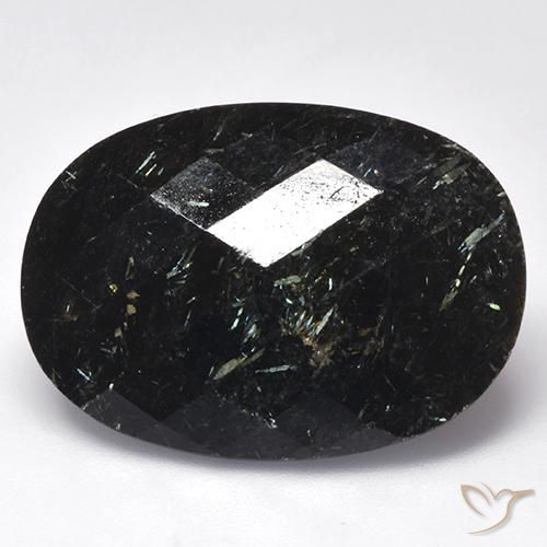 26.97ct Natürlicher Schwarz mit blauem Glanz Nuummit, Oval, Lichtundurchlässig