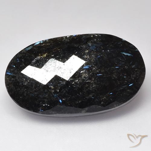 28.28ct Natürlicher Schwarz mit blauem Glanz Nuummit, Oval, Lichtundurchlässig
