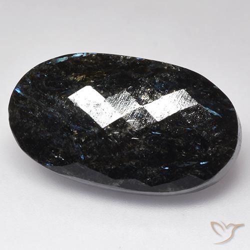 9,17 ctw natürlicher Schwarz mit blauem Glanz Nuummite, Oval, Lichtundurchlässig