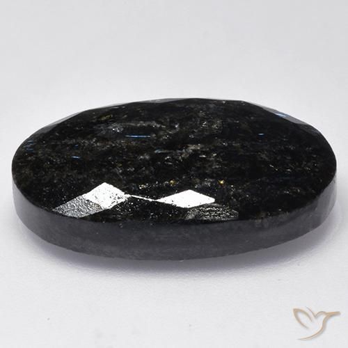 9,17 ctw natürlicher Schwarz mit blauem Glanz Nuummite, Oval, Lichtundurchlässig