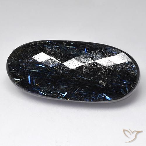 9,17 ctw natürlicher Schwarz mit blauem Glanz Nuummite, Oval, Lichtundurchlässig