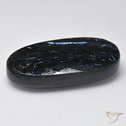 9,17 ctw natürlicher Schwarz mit blauem Glanz Nuummite, Oval, Lichtundurchlässig