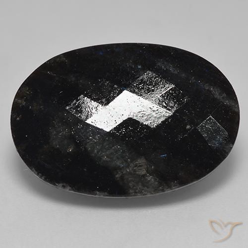 24.70ct Natürlicher Schwarz mit blauem Glanz Nuummit, Oval, Lichtundurchlässig