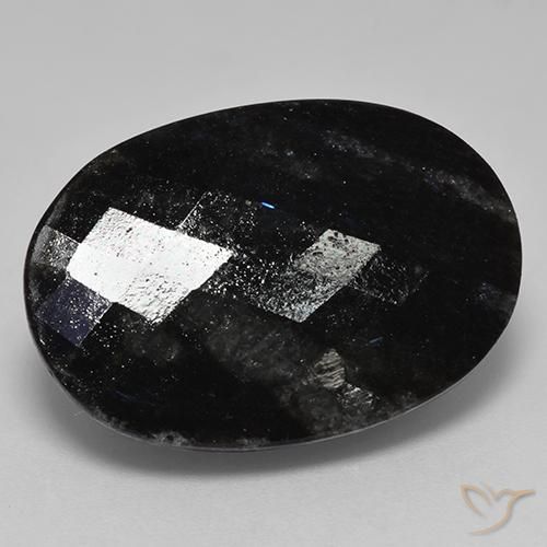 9,17 ctw natürlicher Schwarz mit blauem Glanz Nuummite, Oval, Lichtundurchlässig