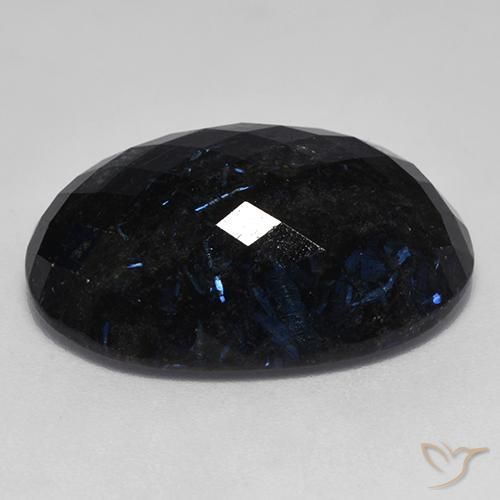 9,17 ctw natürlicher Schwarz mit blauem Glanz Nuummite, Oval, Lichtundurchlässig