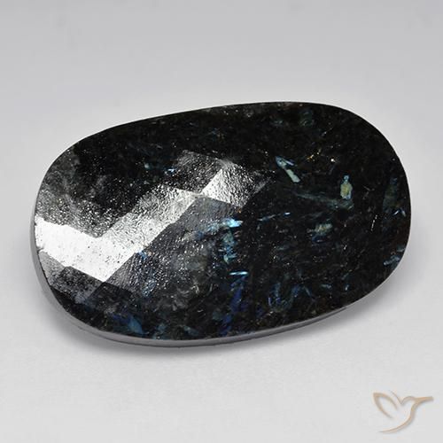 9,17 ctw natürlicher Schwarz mit blauem Glanz Nuummite, Oval, Lichtundurchlässig