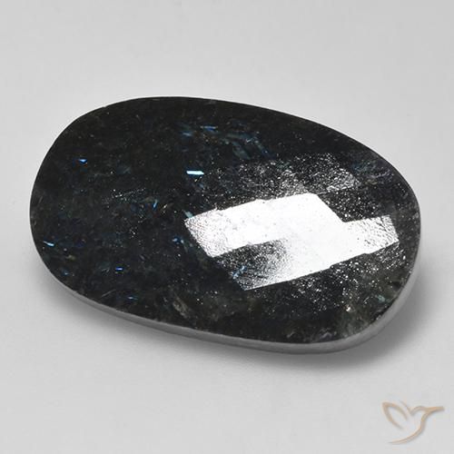 9,17 ctw natürlicher Schwarz mit blauem Glanz Nuummite, Oval, Lichtundurchlässig