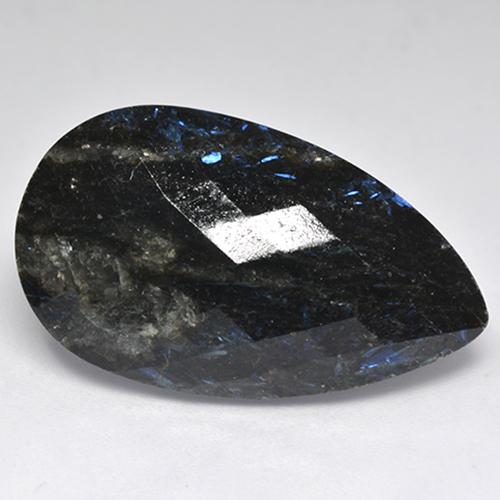 9,17 ctw natürlicher Schwarz mit blauem Glanz Nuummite, Birnenform, Lichtundurchlässig