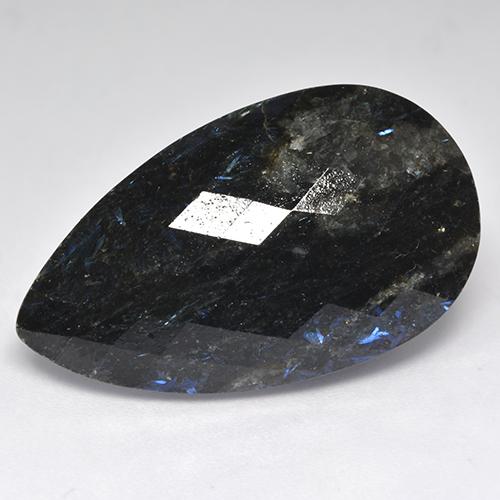 9,17 ctw natürlicher Schwarz mit blauem Glanz Nuummite, Birnenform, Lichtundurchlässig