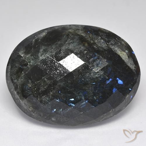 9,17 ctw natürlicher Schwarz mit blauem Glanz Nuummite, Oval, Lichtundurchlässig
