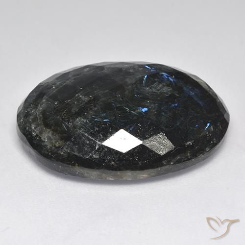 9,17 ctw natürlicher Schwarz mit blauem Glanz Nuummite, Oval, Lichtundurchlässig