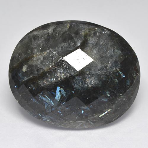 9,17 ctw natürlicher Schwarz mit blauem Glanz Nuummit, Oval Schliff, Lichtundurchlässig