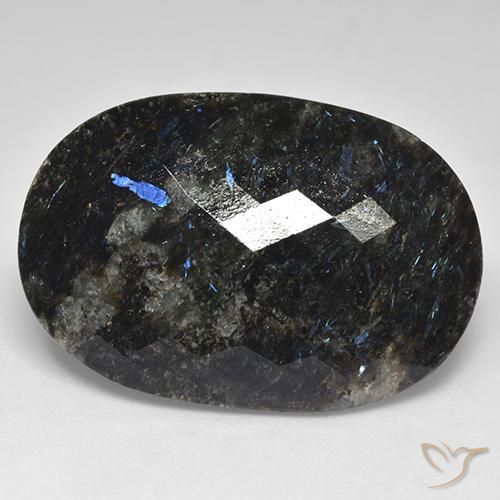 28.03ct Natürlicher Schwarz mit blauem Glanz Nuummit, Oval, Lichtundurchlässig