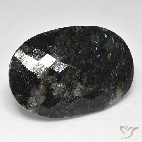9,17 ctw natürlicher Schwarz mit blauem Glanz Nuummite, Oval, Lichtundurchlässig