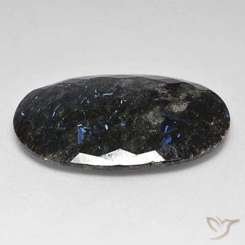 9,17 ctw natürlicher Schwarz mit blauem Glanz Nuummite, Oval, Lichtundurchlässig