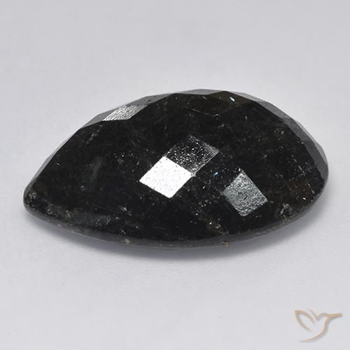9,17 ctw natürlicher Schwarz mit blauem Glanz Nuummite, Birnenform, Lichtundurchlässig
