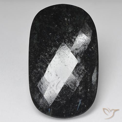 27.33ct Natürlicher Schwarz mit blauem Glanz Nuummit, Kissen, Lichtundurchlässig