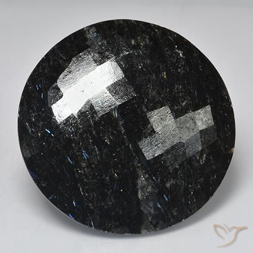 50.90ct Natürlicher Schwarz mit blauem Glanz Nuummit, Runden, Lichtundurchlässig
