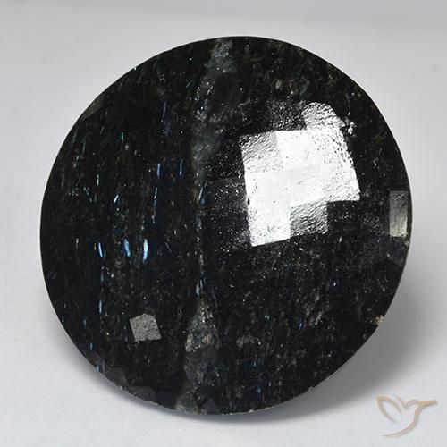 9,17 ctw natürlicher Schwarz mit blauem Glanz Nuummite, Runden, Lichtundurchlässig