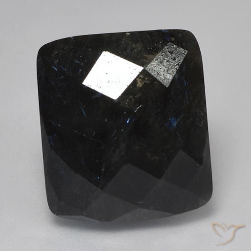 14.54ct Natürlicher Schwarz mit blauem Glanz Nuummite, Kissen, Lichtundurchlässig