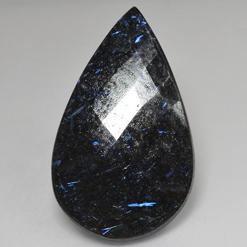 9,17 ctw natürlicher Schwarz mit blauem Glanz Nuummite, Birnenform, Lichtundurchlässig