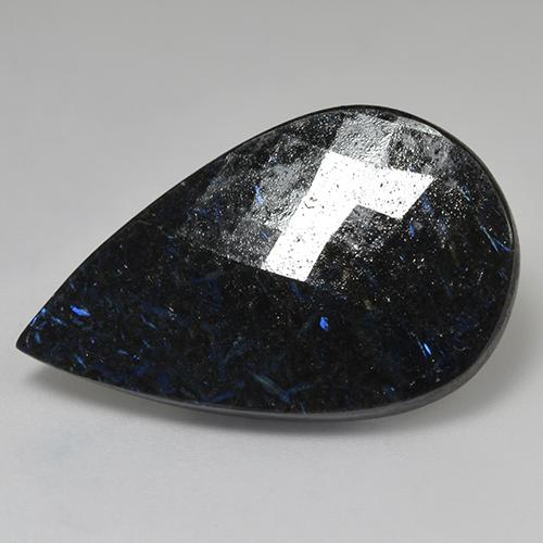 9,17 ctw natürlicher Schwarz mit blauem Glanz Nuummite, Birnenform, Lichtundurchlässig
