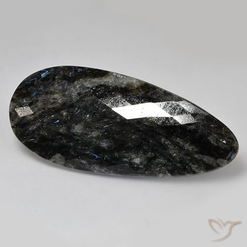 35.82ct Natürlicher Schwarz mit blauem Glanz Nuummit, Birnenform, Lichtundurchlässig