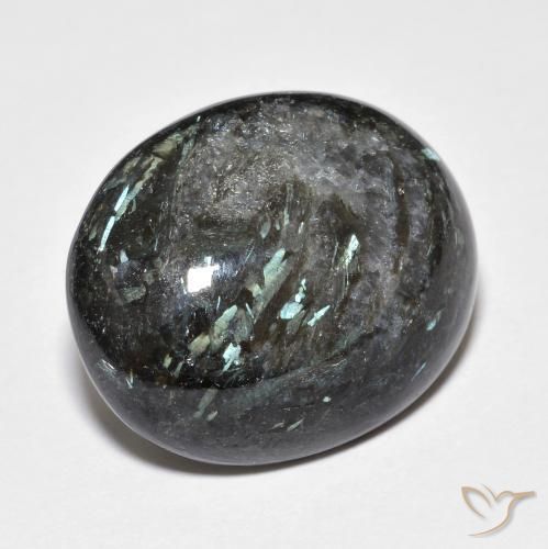 9,17 ctw natürlicher Schwarz mit blauem Glanz Nuummite, Oval, Lichtundurchlässig