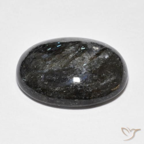 9,17 ctw natürlicher Schwarz mit blauem Glanz Nuummite, Oval, Lichtundurchlässig