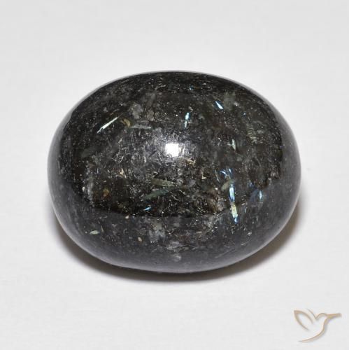 14.14ct Natürlicher Schwarz mit blauem Glanz Nuummit, Oval, Lichtundurchlässig
