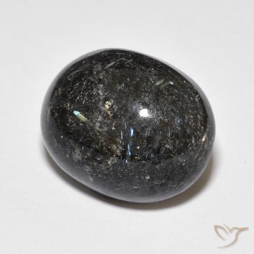 9,17 ctw natürlicher Schwarz mit blauem Glanz Nuummite, Oval, Lichtundurchlässig