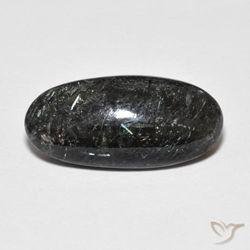7.87ct Natürlicher Schwarz mit blauem Glanz Nuummit, Oval, Lichtundurchlässig