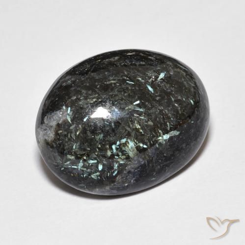 9,17 ctw natürlicher Schwarz mit blauem Glanz Nuummite, Oval, Lichtundurchlässig