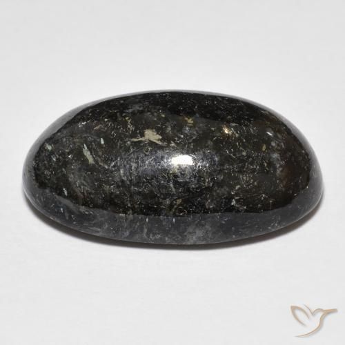 9,17 ctw natürlicher Schwarz mit blauem Glanz Nuummite, Oval, Lichtundurchlässig