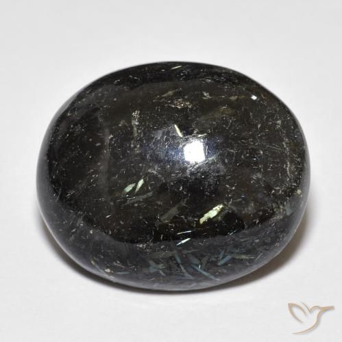 23.53ct Natürlicher Schwarz mit blauem Glanz Nuummit, Oval, Lichtundurchlässig