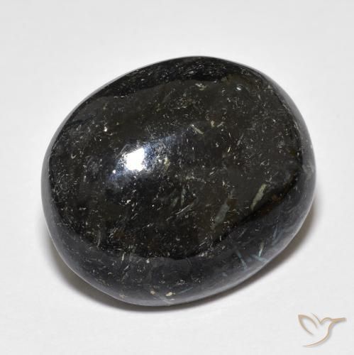 9,17 ctw natürlicher Schwarz mit blauem Glanz Nuummite, Oval, Lichtundurchlässig