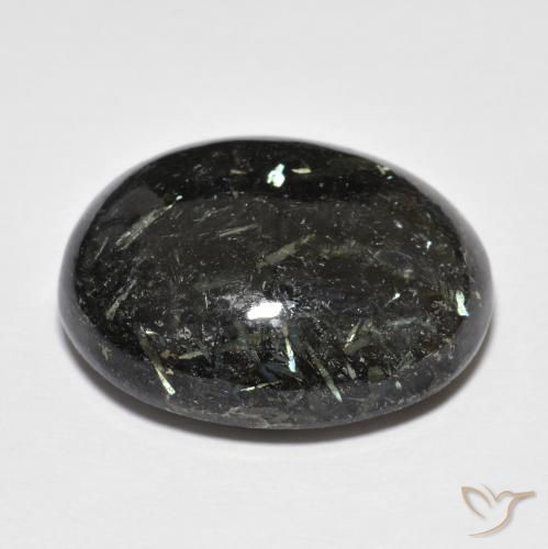 9,17 ctw natürlicher Schwarz mit blauem Glanz Nuummite, Oval, Lichtundurchlässig
