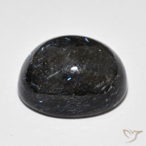 9,17 ctw natürlicher Schwarz mit blauem Glanz Nuummite, Oval, Lichtundurchlässig