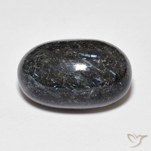 14.96ct Natürlicher Schwarz mit blauem Glanz Nuummite, Oval, Lichtundurchlässig