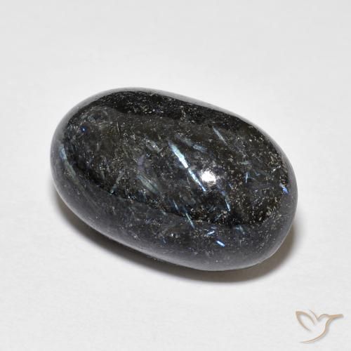 9,17 ctw natürlicher Schwarz mit blauem Glanz Nuummite, Oval, Lichtundurchlässig